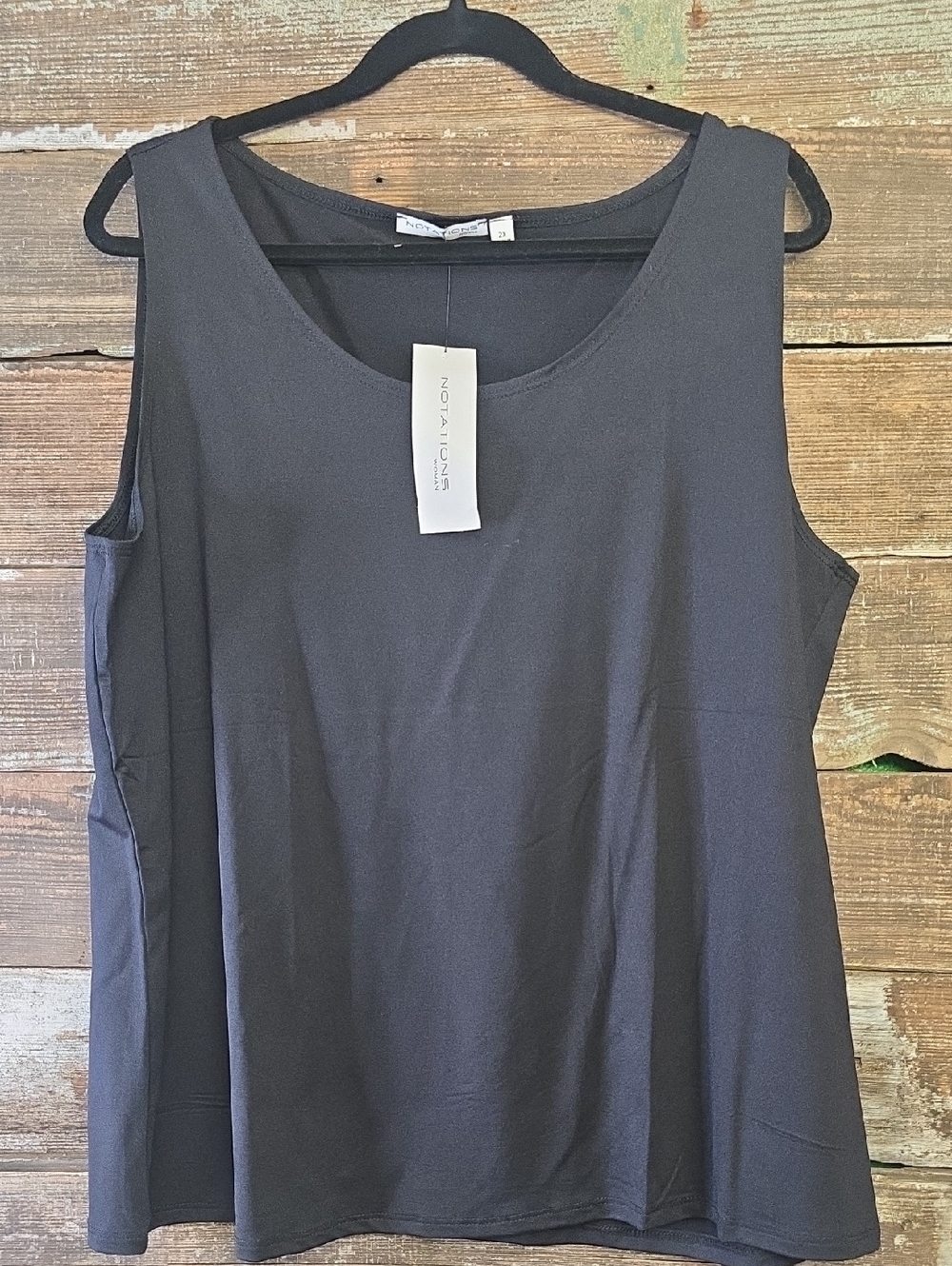 Notations Black Scoop Neck Tank Top, Size 2X, NWT